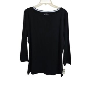 NWT Talbots Tee Long Sleeve T-Shirt Black Size XL Closet Staple Basic Neutral